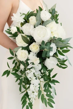 Medium Cascade Bridal Bouquet in Natural White