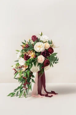 Medium Cascade Bridal Bouquet in Romantic Marsala