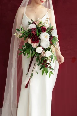 Medium Cascade Bridal Bouquet in Romantic Marsala