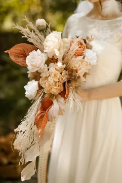 Medium Cascade Bridal Bouquet in Rust & Sepia | Clearance