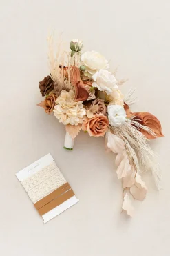 Medium Cascade Bridal Bouquet in Rust & Sepia | Clearance