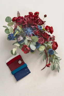 Medium Cascade Bridal Bouquet in Burgundy & Navy | Clearance