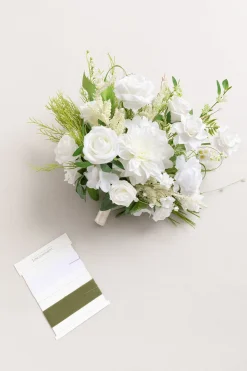 Medium Free-Form Bridal Bouquet in Olive & White | Clearance