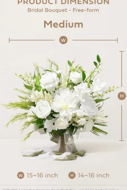 Medium Free-Form Bridal Bouquet in Olive & White | Clearance