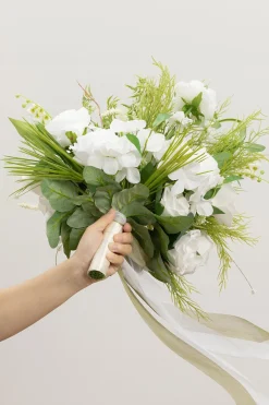 Medium Free-Form Bridal Bouquet in Olive & White | Clearance
