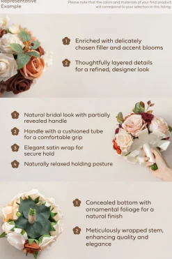 Medium Free-Form Bridal Bouquet in Dark Teal & Burnt Orange | Clearance