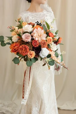 Medium Free-Form Bridal Bouquet in Sunset Terracotta