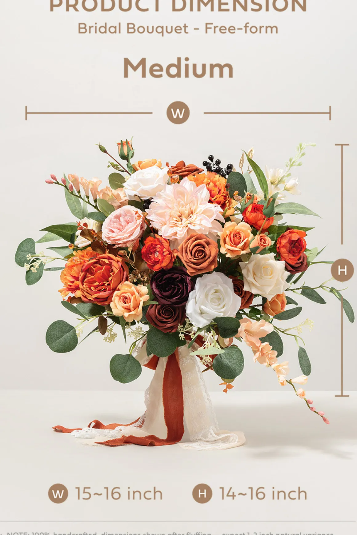 Medium Free-Form Bridal Bouquet in Sunset Terracotta