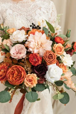 Medium Free-Form Bridal Bouquet in Sunset Terracotta