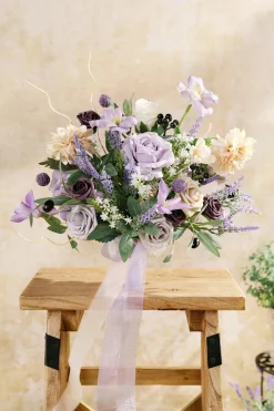 Medium Free-Form Bridal Bouquet in French Lavender & Plum | Clearance