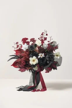 Medium Free-Form Bridal Bouquet in Moody Burgundy & Black | Clearance
