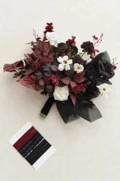 Medium Free-Form Bridal Bouquet in Moody Burgundy & Black | Clearance