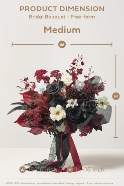Medium Free-Form Bridal Bouquet in Moody Burgundy & Black | Clearance