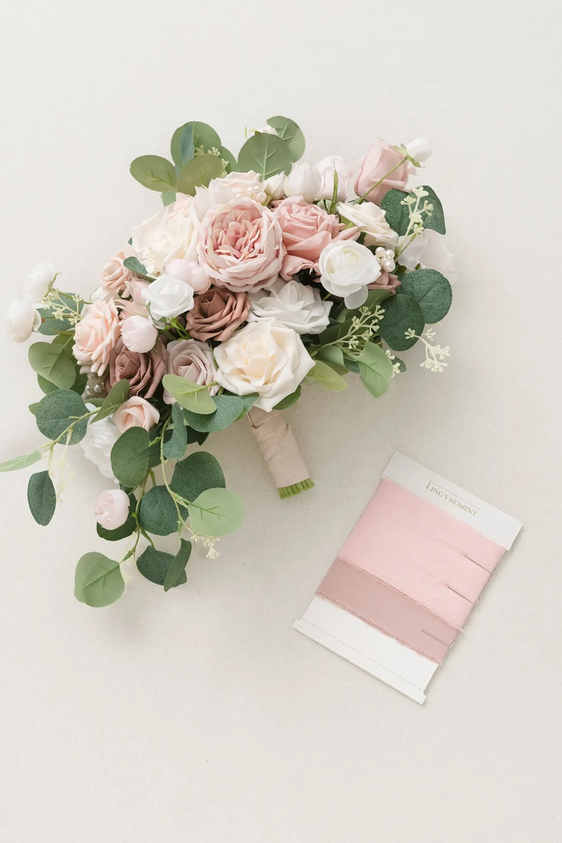 Medium Free-Form Bridal Bouquet in Dusty Rose & Cream | Clearance