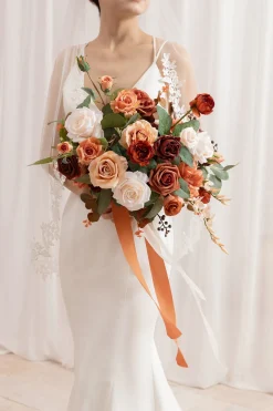 Medium Free-Form Bridal Bouquet in Terracotta & Cream | Clearance