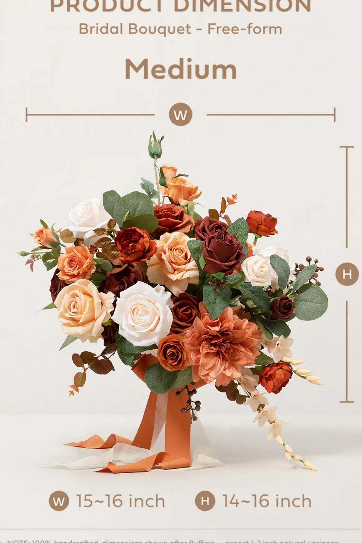 Medium Free-Form Bridal Bouquet in Terracotta & Cream | Clearance