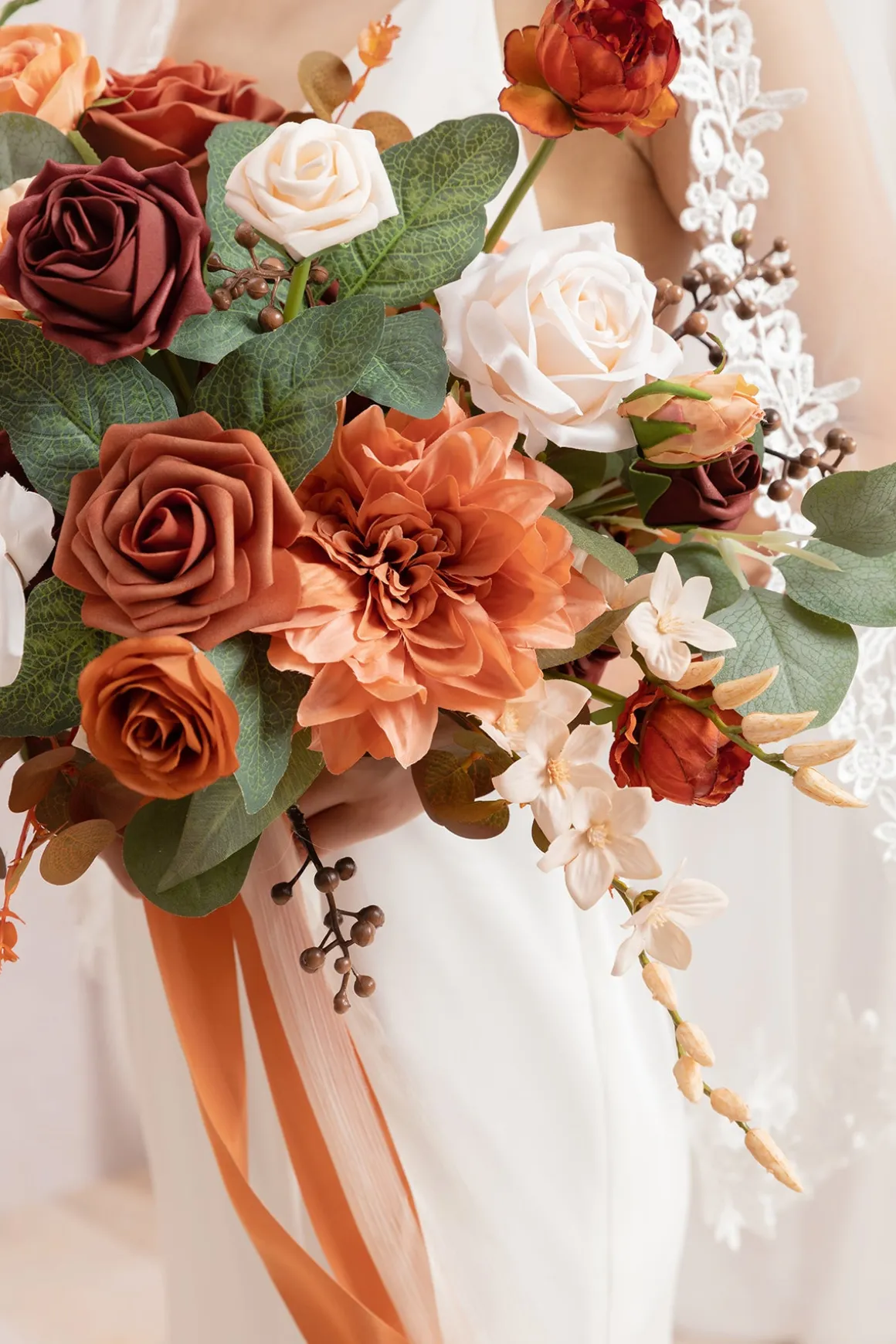Medium Free-Form Bridal Bouquet in Terracotta & Cream | Clearance