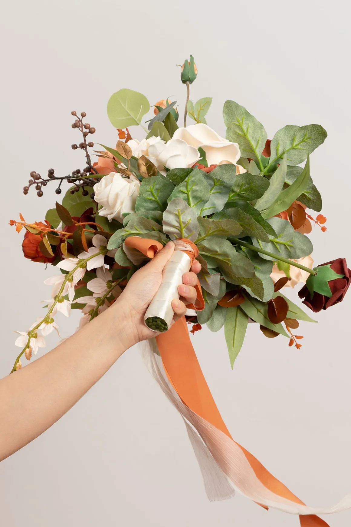 Medium Free-Form Bridal Bouquet in Terracotta & Cream | Clearance