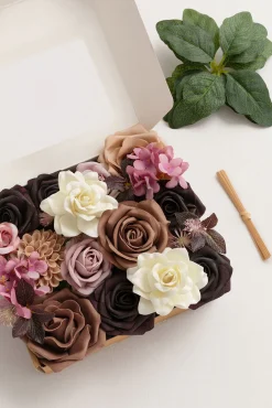 Mini Bouquet Combo Flower Box - Earth Brown & Black Baccara