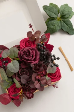 Mini Bouquet Combo Flower Box - Burgundy & Black Baccara