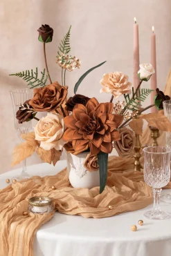 Mini Bouquet Combo Flower Box - Walnut Brown & Burnt Orange