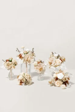Mini Premade Flower Centerpiece Set in Tawny Beige & Sand Beige | Clearance