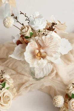 Mini Premade Flower Centerpiece Set in Tawny Beige & Sand Beige | Clearance