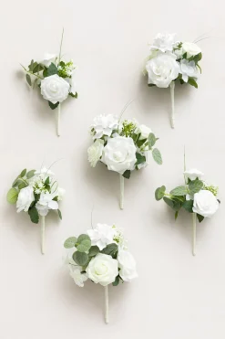 Mini Premade Flower Centerpiece Set in White & Sage | Clearance