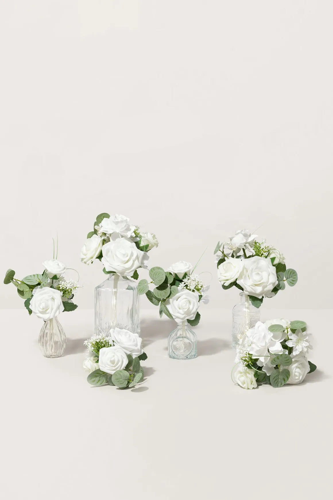 Mini Premade Flower Centerpiece Set in White & Sage | Clearance