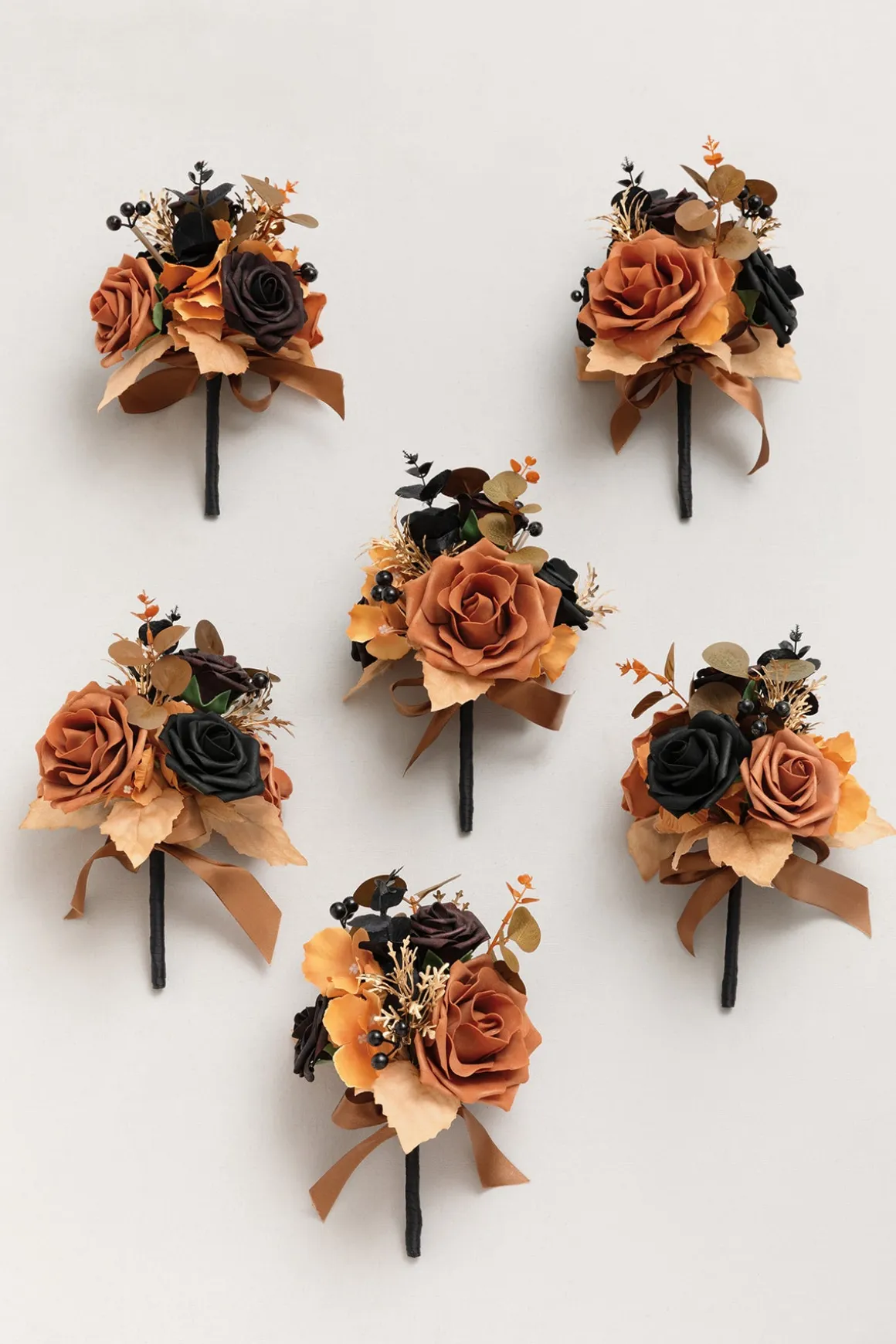 Mini Premade Flower Centerpiece Set in Black & Pumpkin Orange