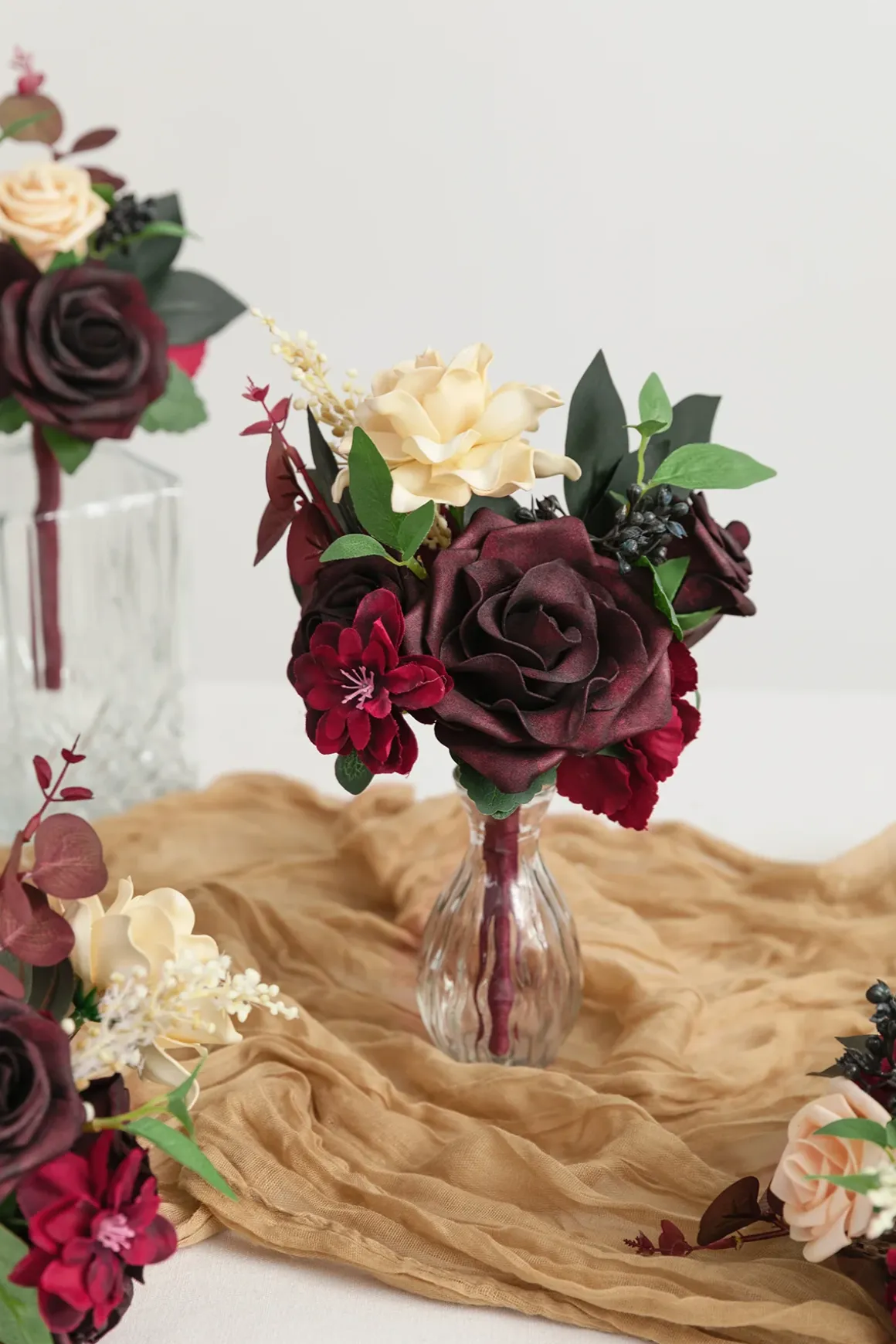 Mini Premade Flower Centerpiece Set in Black Baccara | Clearance