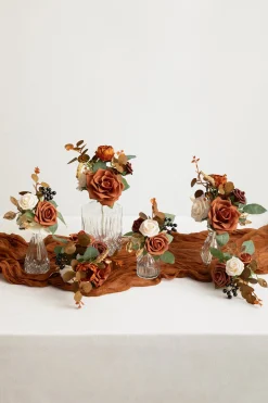 Mini Premade Flower Centerpiece Set in Sunset Terracotta | Clearance