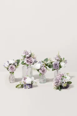 Mini Premade Flower Centerpiece Set in Lilac & White | Clearance