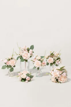 Mini Premade Flower Centerpiece Set in Blush & Cream | Clearance