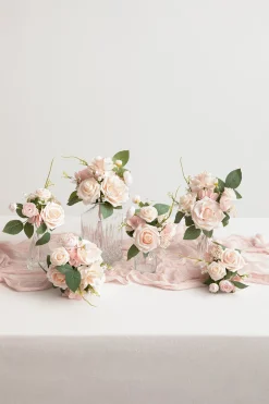 Mini Premade Flower Centerpiece Set in Blush & Cream | Clearance