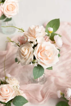 Mini Premade Flower Centerpiece Set in Blush & Cream | Clearance