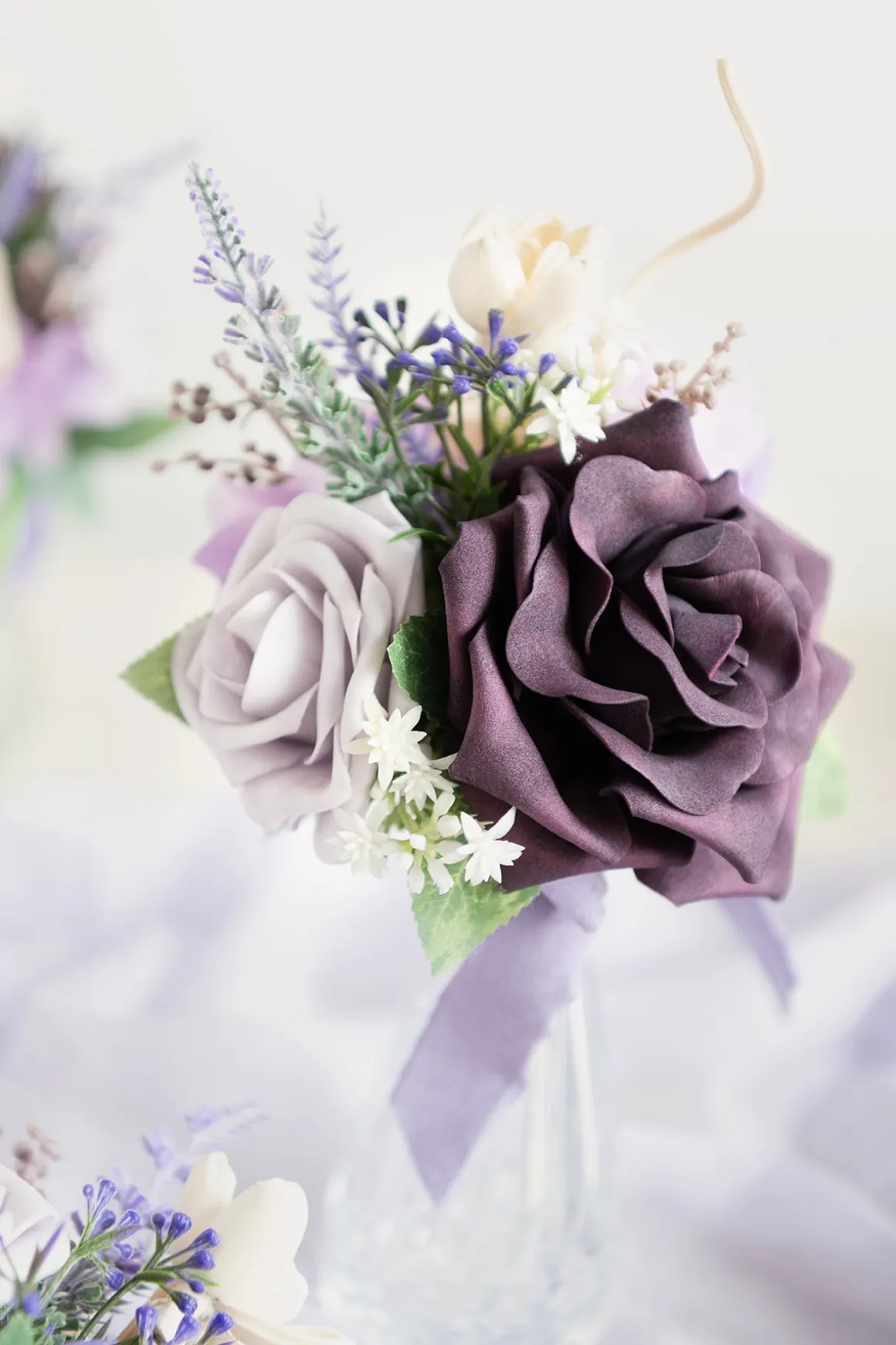 Mini Ready-to-Use Flower Centerpiece Set in French Lavender & Plum | Clearance