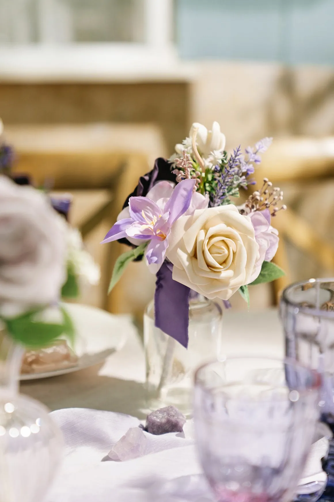 Mini Ready-to-Use Flower Centerpiece Set in French Lavender & Plum | Clearance
