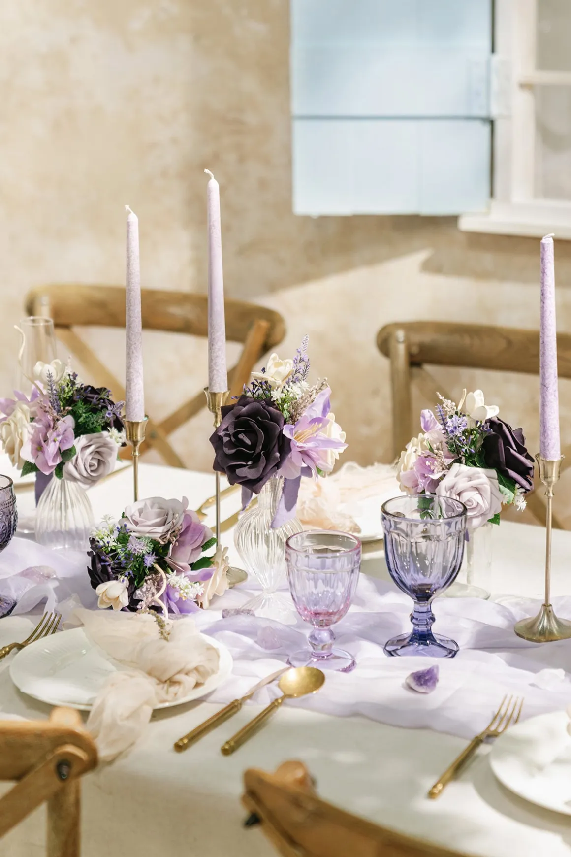 Mini Ready-to-Use Flower Centerpiece Set in French Lavender & Plum | Clearance