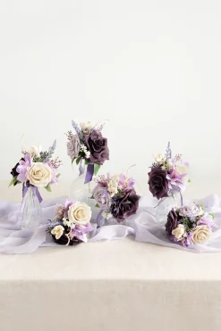 Mini Ready-to-Use Flower Centerpiece Set in French Lavender & Plum | Clearance