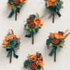 Mini Ready-to-Use Flower Centerpiece Set in Dark Teal & Burnt Orange
