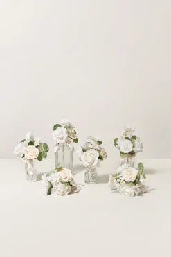 Mini Ready-to-Use Flower Centerpiece Set in White & Sage | Clearance