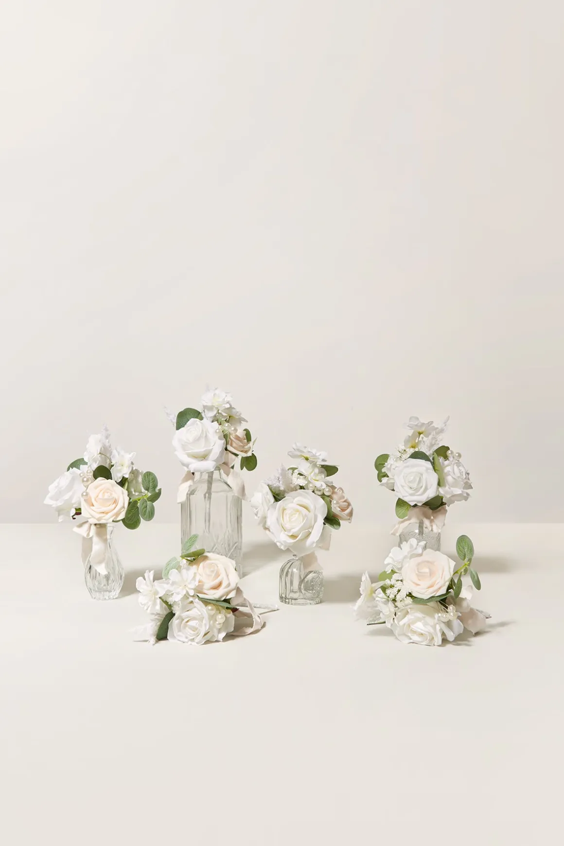 Mini Ready-to-Use Flower Centerpiece Set in White & Sage | Clearance