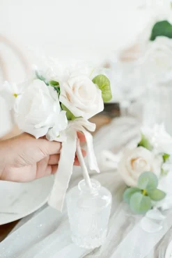Mini Ready-to-Use Flower Centerpiece Set in White & Sage | Clearance