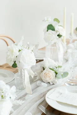 Mini Ready-to-Use Flower Centerpiece Set in White & Sage | Clearance