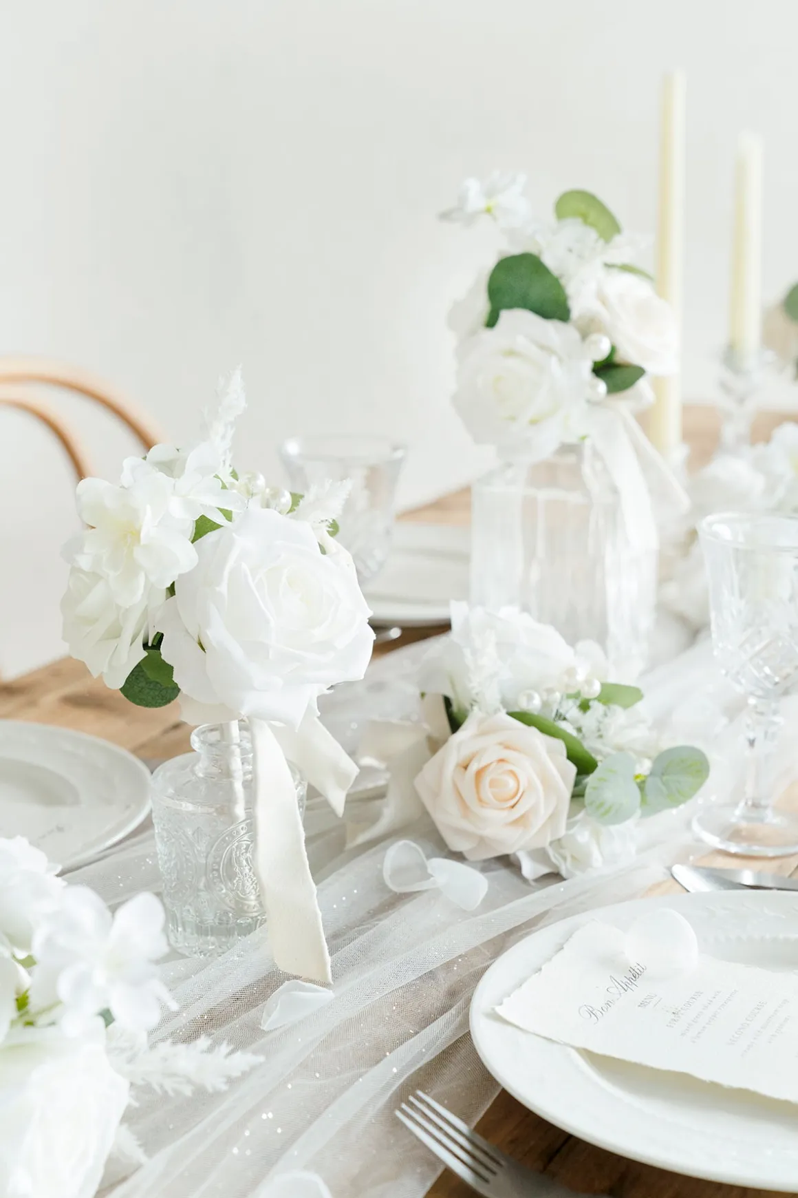 Mini Ready-to-Use Flower Centerpiece Set in White & Sage | Clearance