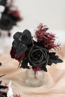 Mini Ready-to-Use Flower Centerpiece Set in Moody Burgundy & Black