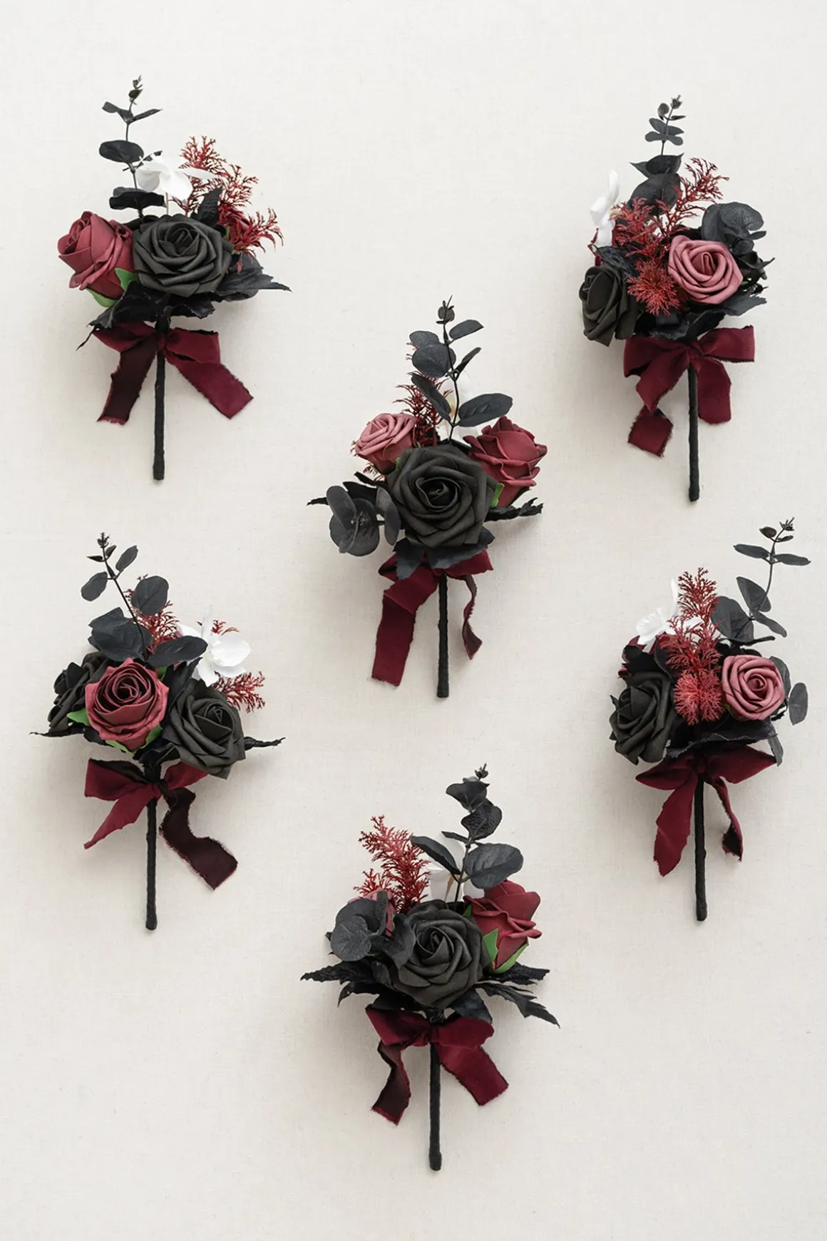 Mini Ready-to-Use Flower Centerpiece Set in Moody Burgundy & Black