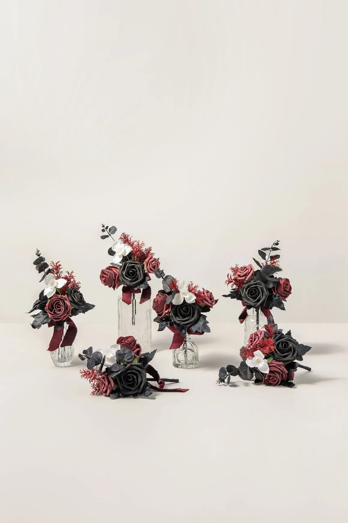 Mini Ready-to-Use Flower Centerpiece Set in Moody Burgundy & Black