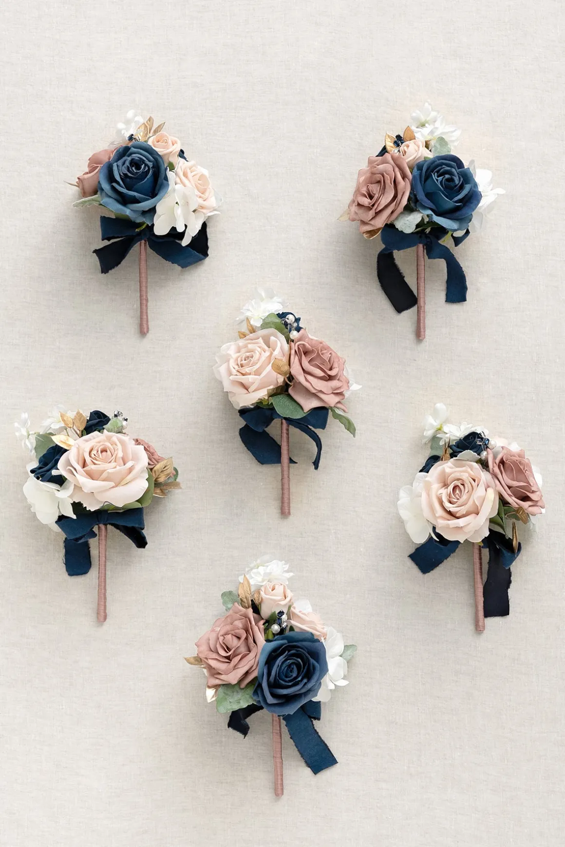 Mini Ready-to-Use Flower Centerpieces Set in Dusty Rose & Navy